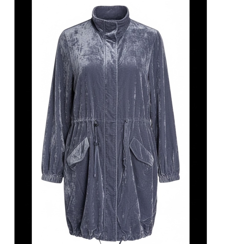 Torrid Gray‎ Velvet Parka Anorak Utility Jacket Drawstring Waist Plus Size 1X